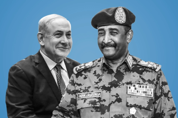 الفريق أول عبد الفتاح البرهان (يمين) ورئيس الوزارء الإسرائيلي بنيامين نتيناهو (يسار)